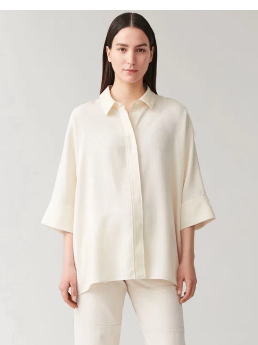 COS Oversized Shirt S Ivory Hot Pink Colorblock Minimalist Avant Garde Y2K 90s - Picture 8 of 16
